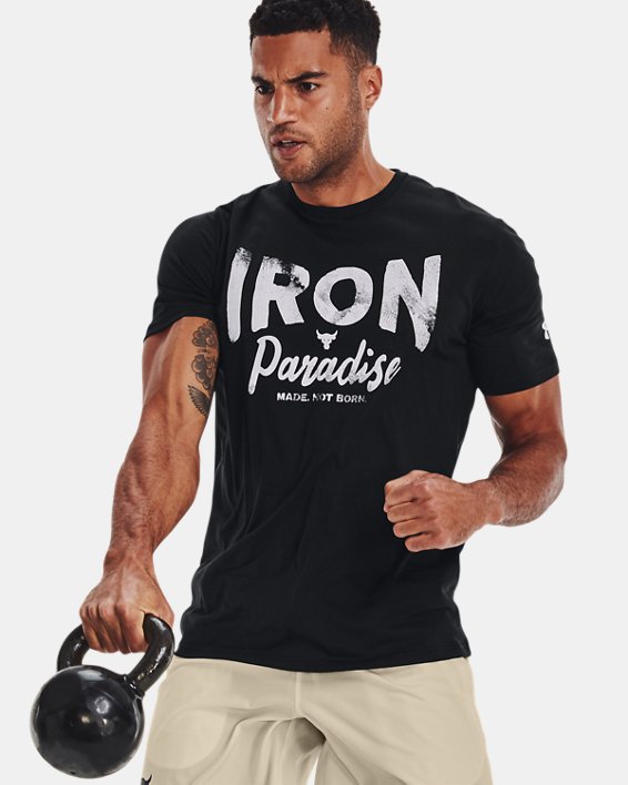 Men's Project Rock Iron Paradise Short Sleeve, Black, pdpMainDesktop image number 0